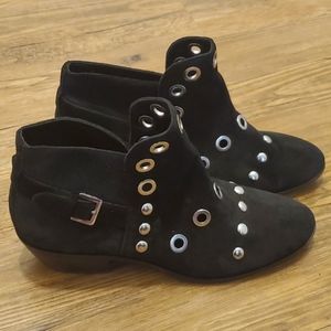 Sam Edelman Pedra Black Suede Grommet Ankle Bootie